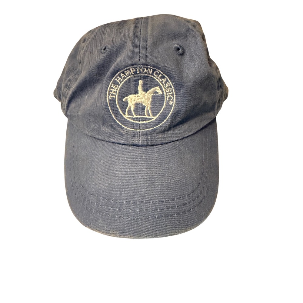 Adams The Hampton Classic Blue Cotton Equestrian Baseball Cap Hat Leather Strap